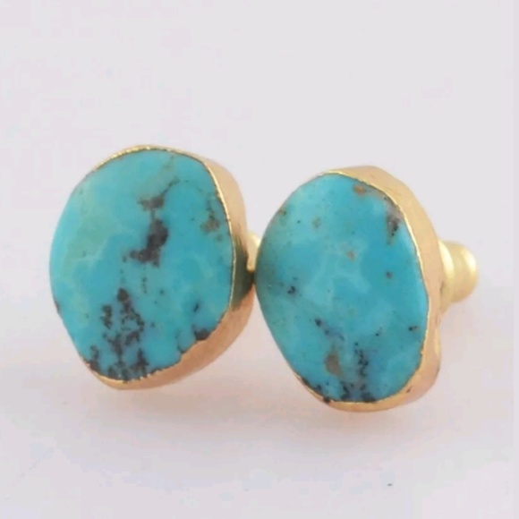 Jewelry - "The Golden Lining" Turquoise studs